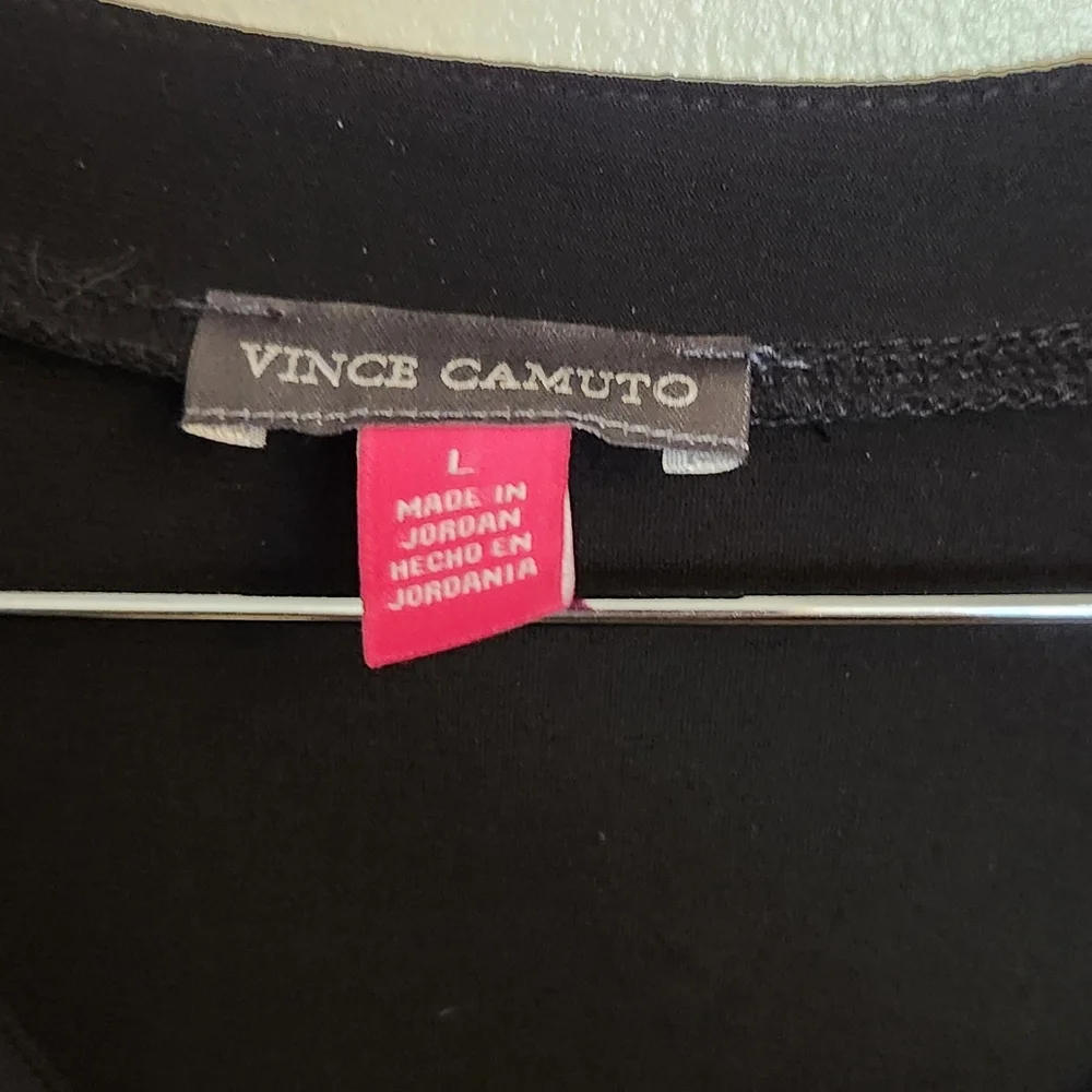 Vince Camuto Elegant Black V-Neck Blouse - Picture 2 of 4